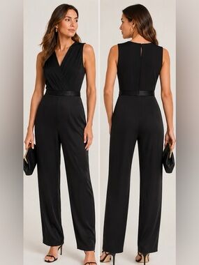 La Pateau Black Sleeveless V-Neck Jumpsuit Sz. 42